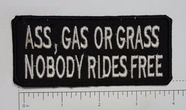 Ass Grass or Gass Club Outlaw Biker Funny Motorcycle Iron On Small Patch