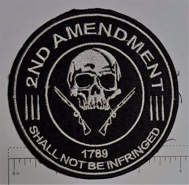 2nd Amendment Skull Outlaw Biker Funny Motorcycle Iron On Small Patch