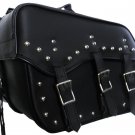 Genuine Cowhide Leather Motorcycle Saddlebags 3 strap for harley dyna and softai