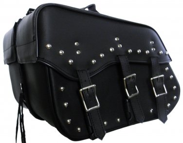 Genuine Cowhide Leather Motorcycle Saddlebags 3 strap for harley dyna and softai