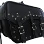 Genuine Cowhide Leather Motorcycle Saddlebags 3 strap for harley dyna and softai