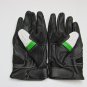 Leather Motorcycle Gloves with Armour Guard on Knuckles White Black Green LARGE