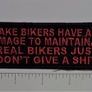 Real Bikers don't give...Outlaw Biker Funny Motorcycle Iron On Small Patch