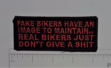 Real Bikers don't give...Outlaw Biker Funny Motorcycle Iron On Small Patch