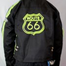 MOTORCYCLE WEATHER JACKET GREEN ON BLACK  ROUTE 66 DESIGN CHEST SIZES 56