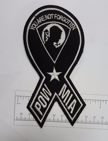 POW - MIA Outlaw Biker Funny Motorcycle Iron On Small Patch