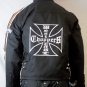 MOTORCYCLE WEATHER JACKET ORANGE ON BLACK CHEST SIZES 66