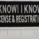 License and Registration Club Outlaw Biker Funny Motorcycle Iron On Small Patch