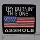 Try Burning This One Club Outlaw Biker Funny Motorcycle Iron On Small Patch
