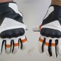 Armoured Leather Motorcycle Gloves with Knucle Guard Black white Orange Size L