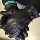womens Black leather spring dress gloves thin liner and snap color black