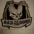 Bad To The Bone Skull Outlaw Biker Funny Motorcycle Iron On Small Patch