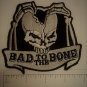 Bad To The Bone Skull Outlaw Biker Funny Motorcycle Iron On Small Patch