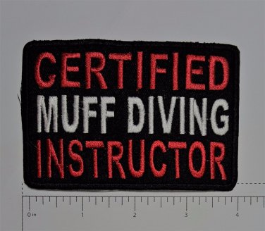 Certified Muff Diver Outlaw Biker Funny Motorcycle Iron On Small Patch