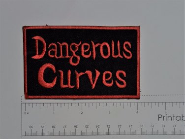 Dangerous Curves - Club Harley Biker Funny Motorcycle Iron On Small Patch