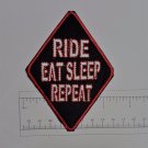 Ride Eat Sleep Repeat - Club Harley Biker Funny Motorcycle Iron On Small Patch