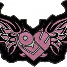 LOVE Tribal wings Pink Black Iron on Center Patch for Biker Vest Jacket