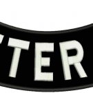 VETERAN White on Black Iron on Bottom Rocker Patch for Biker Vest Jacket