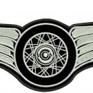 FLYING WHEEL Black White Iron on Center Patch for Biker Vest Jacket
