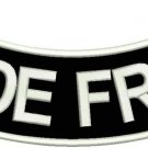 RIDE FREE White Black Iron on Bottom Rocker Patch for Biker Vest Jacket