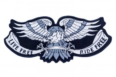 Live Free Ride Free Silver Eagle Back Center Patch