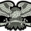 LIVE FREE RIDE FREE EAGLE Silver Iron Sew on Center Patch for Biker Vest Jacket