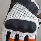 Leather Motorcycle Gloves AIR CARBON Knucle Guard Black white Orange WOMEN SIZES