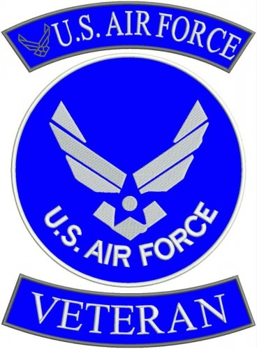 US AIR FORCE VETERAN 3 Patches Set White Blue Silver for Biker Vest Jacket