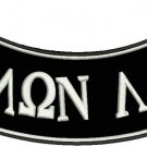 MOλΩN λΑΒΕ White Black Iron Sew on Bottom Rocker Tag Patch for Biker Vest Jacket