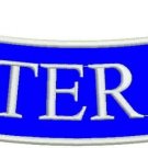 VETERAN White Dark Blue Iron Sew on Bottom Rocker Patch for Biker Vest Jacket