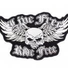 LIVE FREE RIDE FREE WINGED SKULL BACK CENTER PATCH