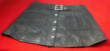 womans genuine leather skirt size medium button down front