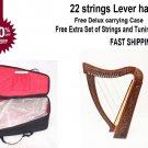 36 inch Large Hand Made and Hand Polished 22 Strings Harp Free Carrying Case
