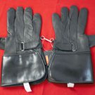 MOTORCYCLE LONG BLACK LEATHER GLOVES SIZE XS