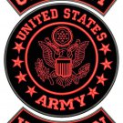 US ARMY VETERAN Rocker Patches Set Red and Black for Biker Vest Jacket
