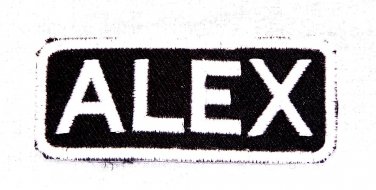 ALEX White on Black Iron on Name Tag Patch for Biker Vest NB197