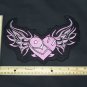 LOVE Patch Pink Heart Wings Flames For Jacket Vest Back Patch Women's