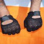 Fingerless summer gloves black leather gel palm