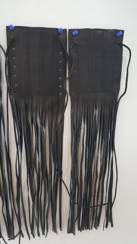 Motorcycle Leather Handlebar Grip Covers with Gel & fringes Pair New