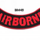 AIRBORNE Red on black Bottom Rocker Iron on Patch for Biker Vest BR445