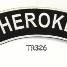 CHEROKEE White on Black with Border Iron on Top Rocker Patch for Biker Vest TR32