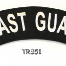 COAST GUARD White on Black Top Rocker Iron on Patch for Biker Vest TR351