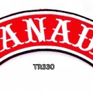 Canada White on red with black boarder Top Rocker Iron on Patch for Biker Vest T