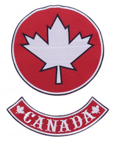 CANADA Flag Center and Bottom Rocker Iron on Patch for Biker Vest CP190B