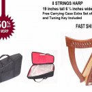 19inch Tall 8 string Lily Celtic Harp for Children New Carrying case and extra s
