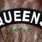 Queens State White on Black Small Rocker Patch Front for Biker Jacket Vest