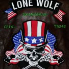Lone Wolf Skull & Flags Patches Set Embroidered for Vest Jacket