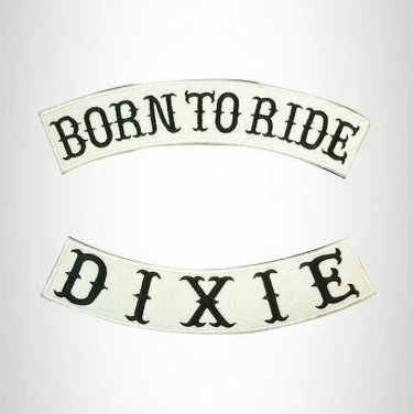 BORN TO RIDE DIXIE Rocker 2 Patches Set Sew on for Vest Jacket