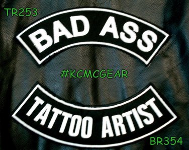 BAD ASS TATTOO ARTIST Rocker 2 Patches Set Sew on for Vest Jacket