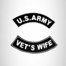 US ARMY VET'S WIFE VETERAN Iron on 2 Patches Set Sew on for Vest Jacket